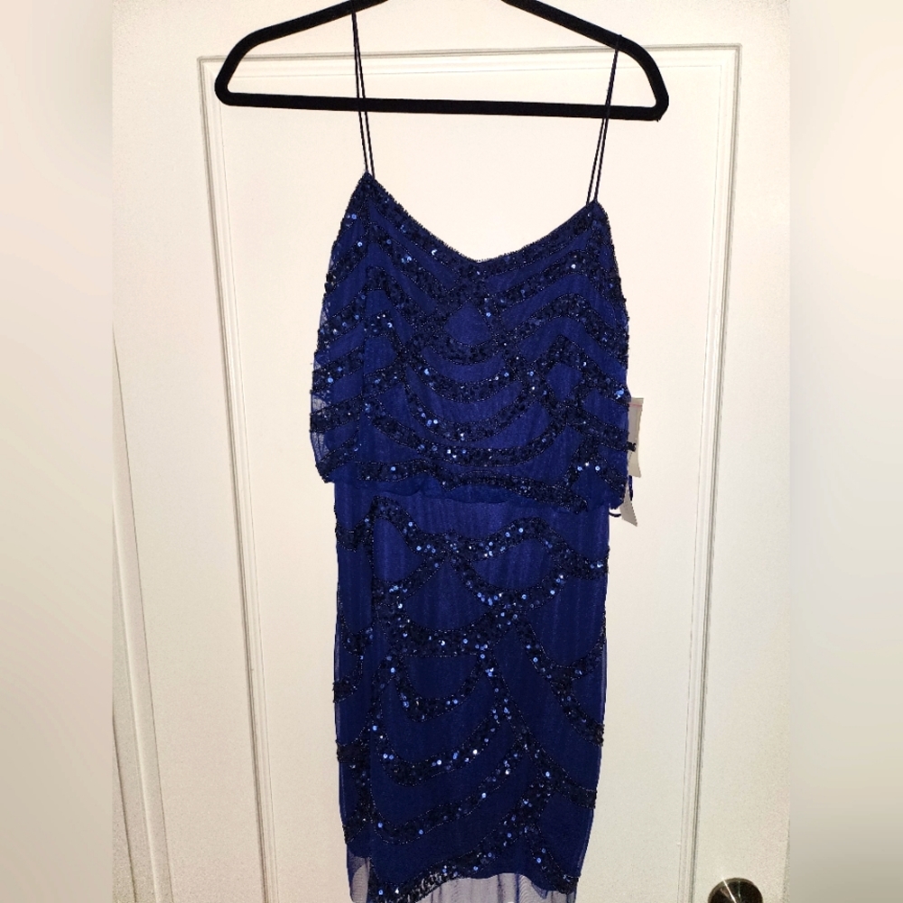 Holiday Ready!!!! Blue Embellished Aidan Mattox Dress Cocktail
